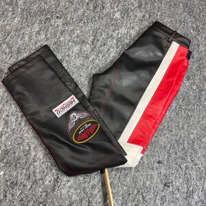 Forever 21 Men Faux Leather Moto Racing Pants Black Red White Size 29 Colorblock